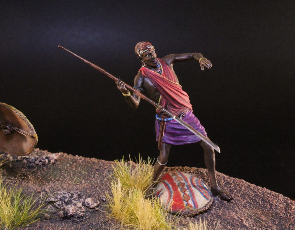 Guerreros Masai en acción escala 54mm (1:32), Altores Studio