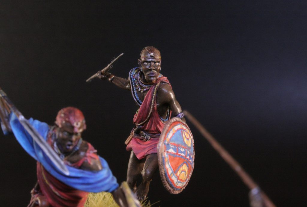 Guerreros Masai en acción escala 54mm (1:32), Altores Studio